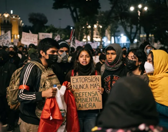 Marcha en Lima contra extorsión y crisis ambiental: jóvenes protestan