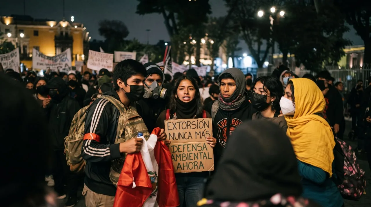 Marcha en Lima contra extorsión y crisis ambiental: jóvenes protestan